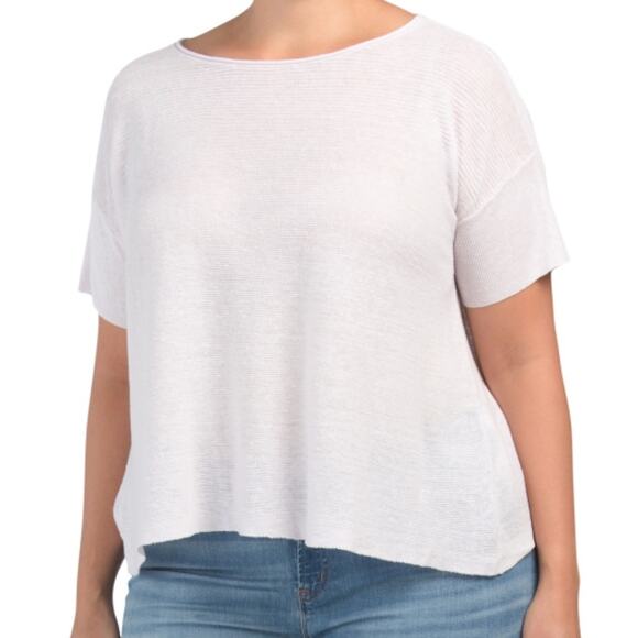 Eileen Fisher Women's Plus Ceramic Organic Linen Knit Box Top Size 2X NEW
